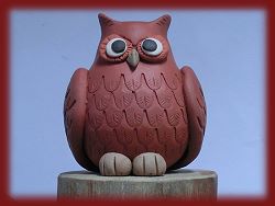 貓頭鷹手作陶哨-中(紅紫砂) 詳盡說明介紹