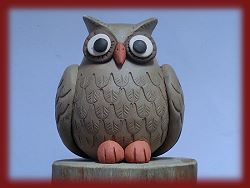 貓頭鷹手作陶哨-中(白紫砂) 詳盡說明介紹